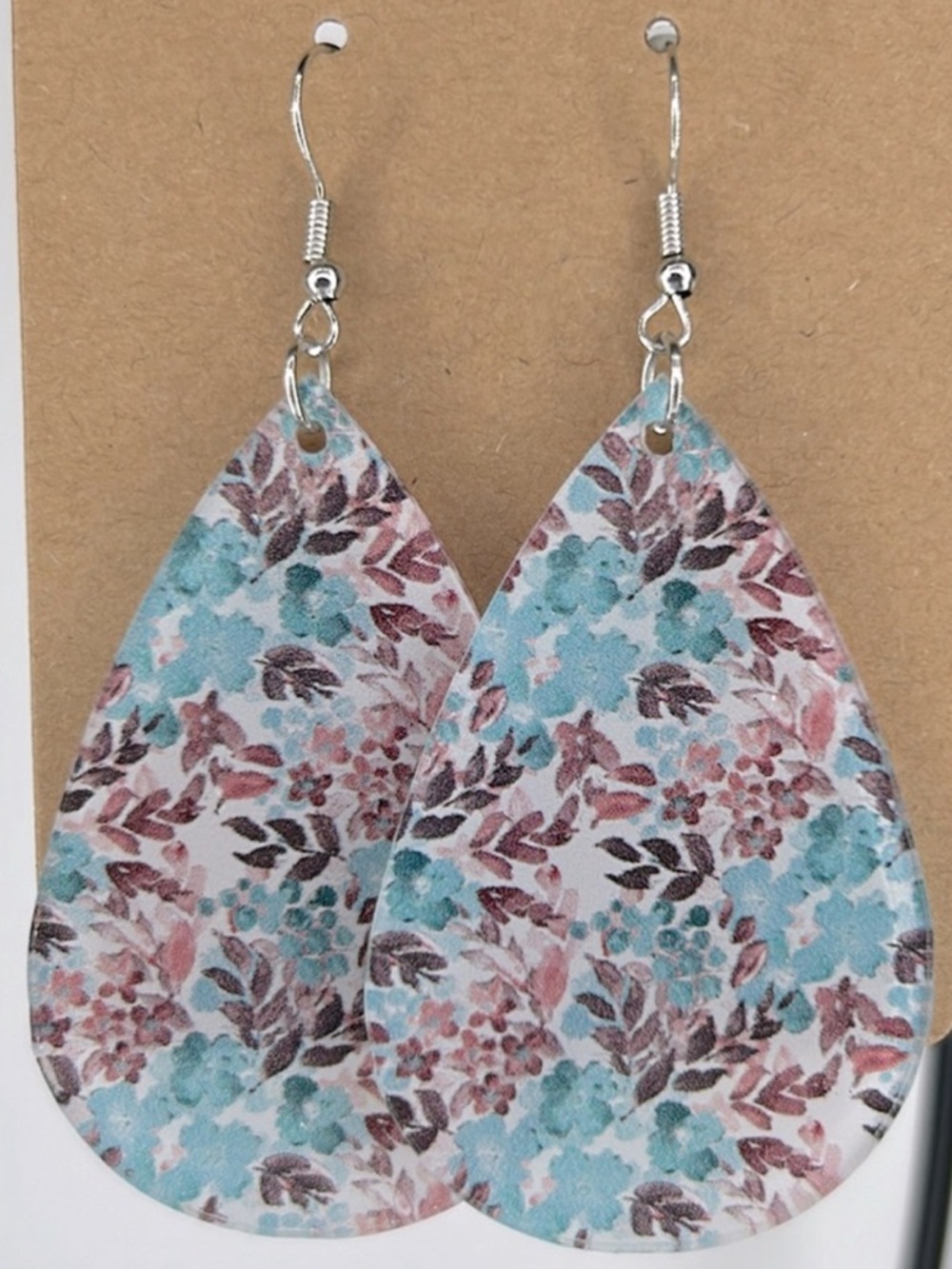 Floral Leaf Teardrop Dangle Earrings Clear Acrylic  Fashion Jewelry